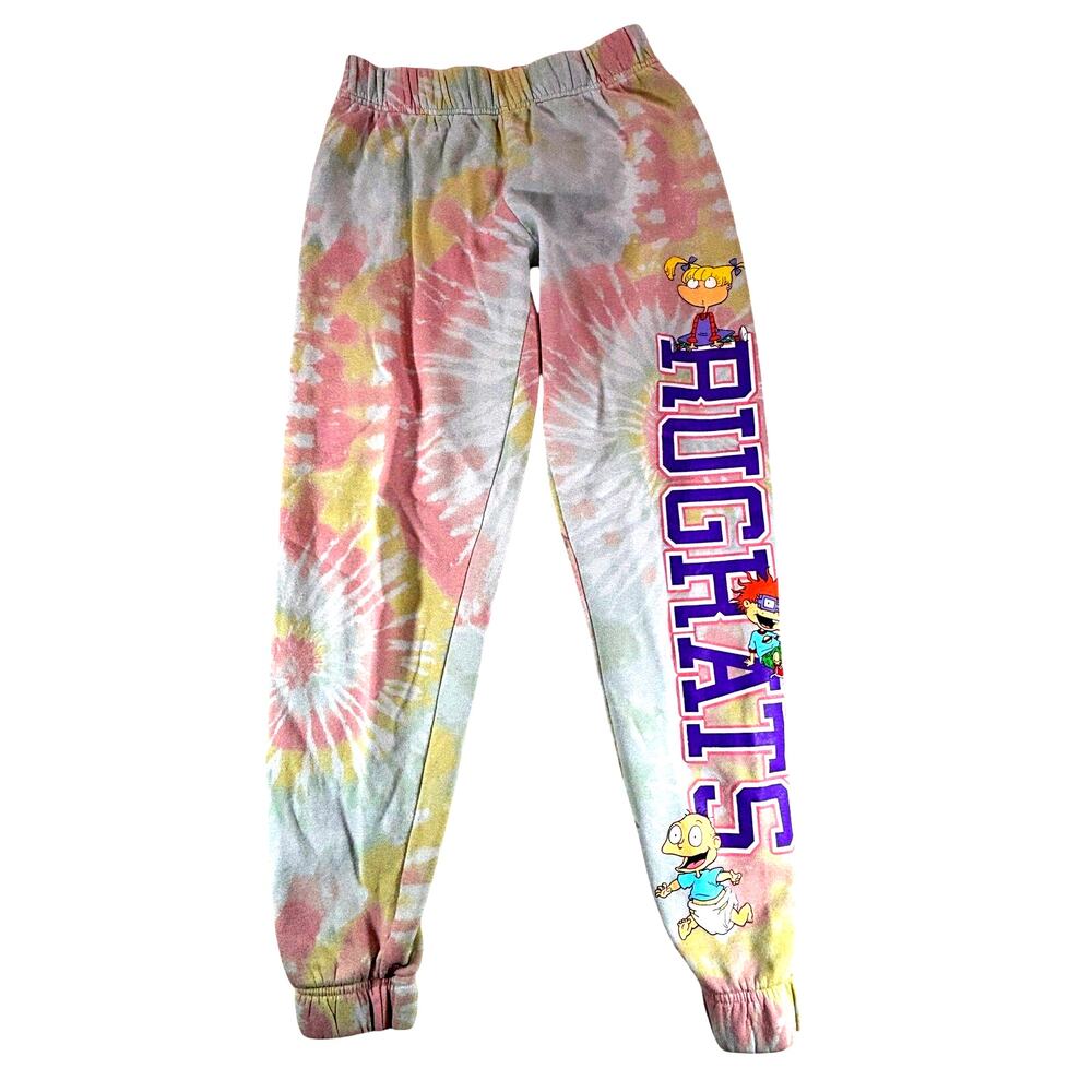 Nickelodeon Rugrats Womens Joggers S Pink Tie Dye Sweatpants Cartoon Pants
